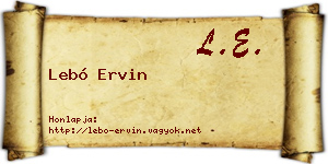 Lebó Ervin névjegykártya