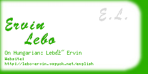 ervin lebo business card